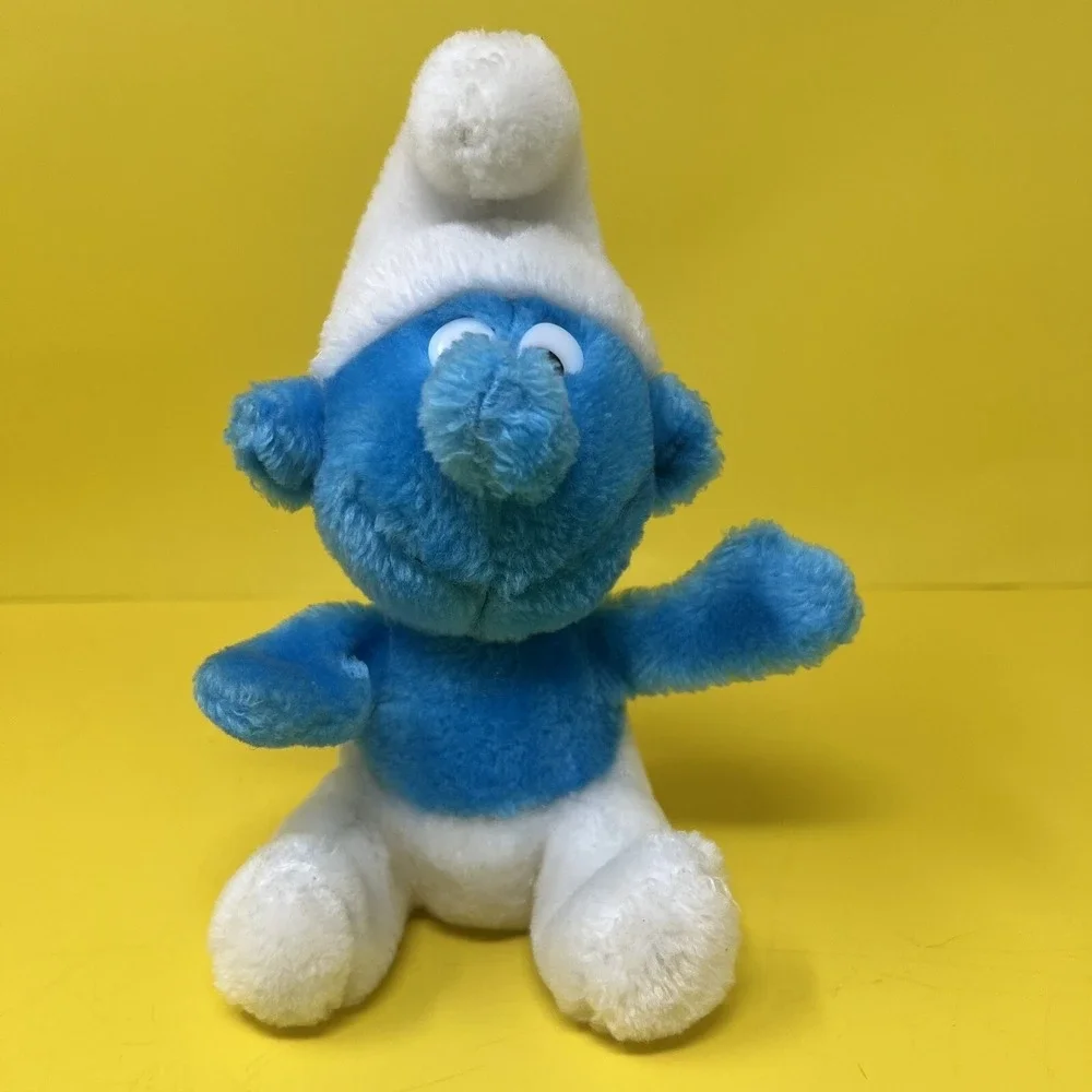 Vintage Smurf Plush Wallace Berrie 1980 Blue White 8